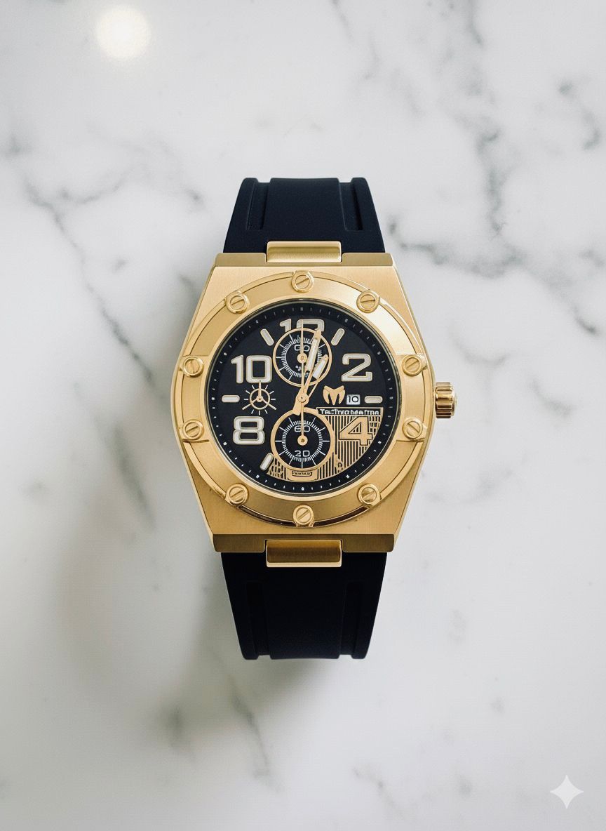 Reloj techno marine negro con dorado